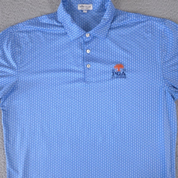 Peter Millar Polo Shirt Men L Backyard Performance Jersey PGA Kiawah OceanCourse